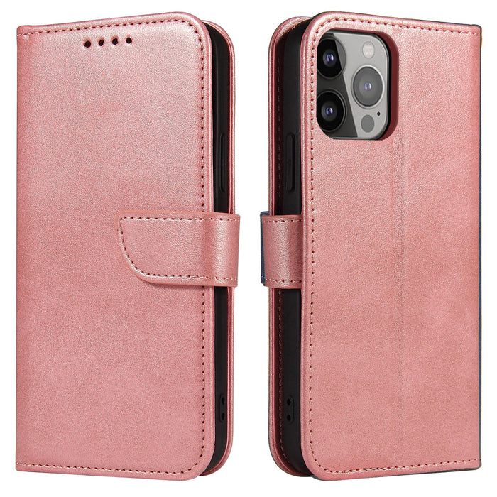 Magnet Case elegant bookcase type case with kickstand for iPhone 13 Pro Max pink - Cell phone cases