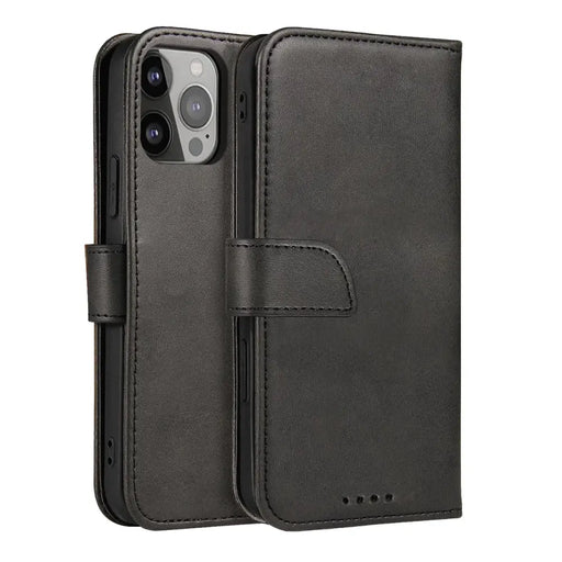 Magnet Case elegant case cover with a flap and stand function iPhone 14 black - Cell phone cases and covers<<<HurtelXML