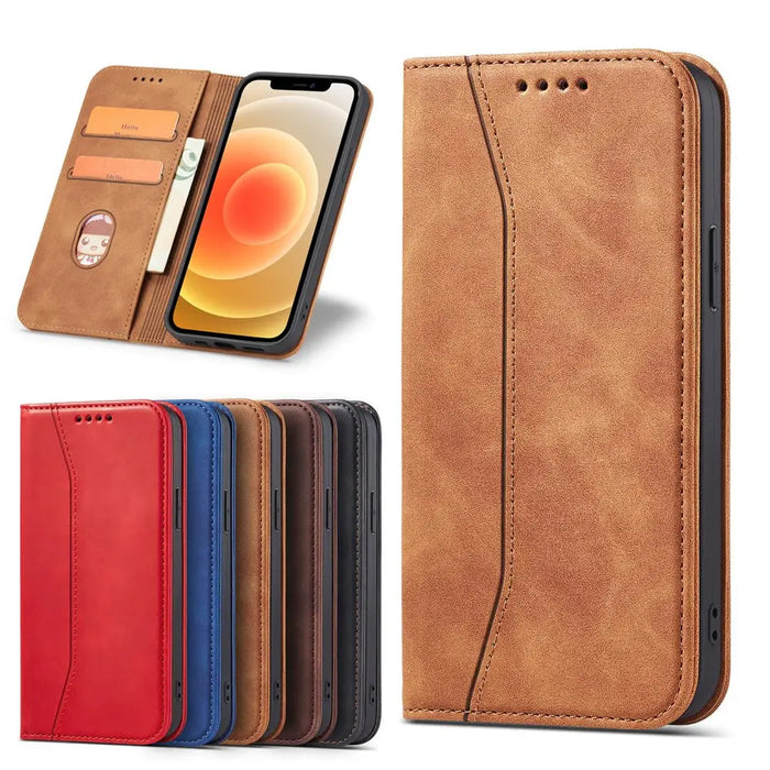 Magnet Fancy Case Case for iPhone 12 Pro Max Pouch Wallet Card Holder Brown - Cell phone cases and covers<<<HurtelXML