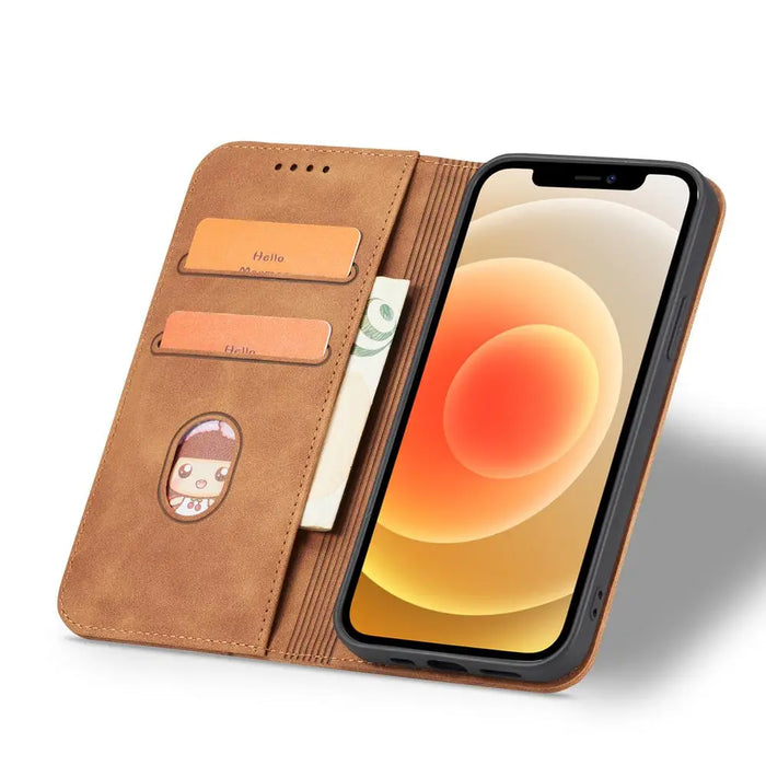 Magnet Fancy Case Case for iPhone 12 Pro Max Pouch Wallet Card Holder Brown - Cell phone cases and covers<<<HurtelXML