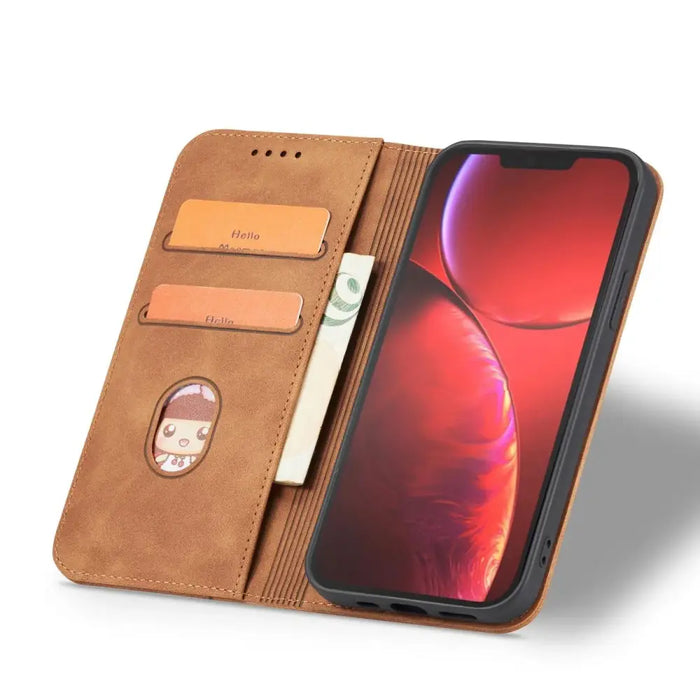 Magnet Fancy Case Case for iPhone 13 Pro Cover Card Wallet Card Stand Brown - Cell phone cases and covers<<<HurtelXML