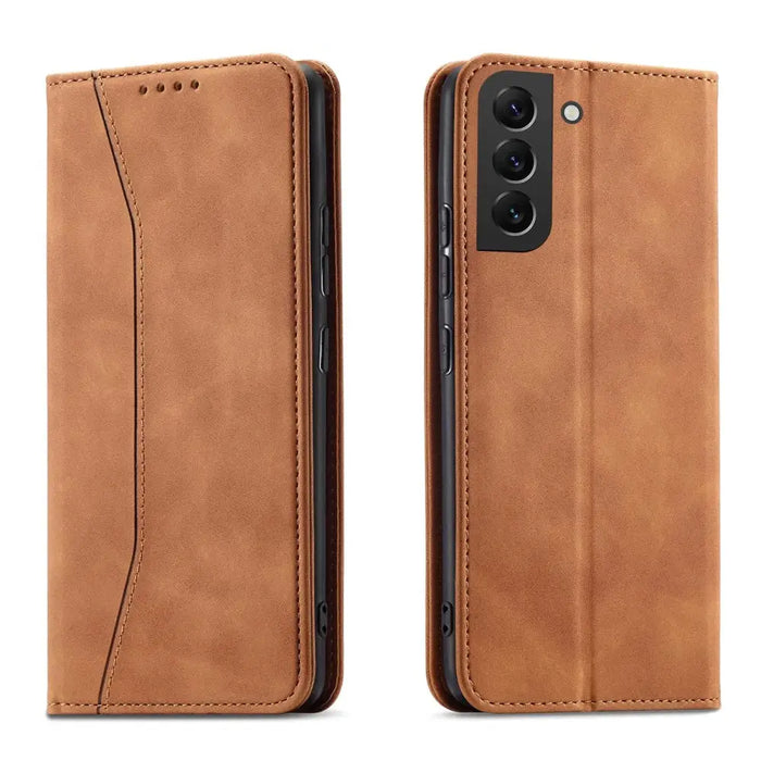 Magnet Fancy Case Case for Samsung Galaxy S22 + (S22 Plus) Pouch Wallet Card Holder Brown - Cell phone cases