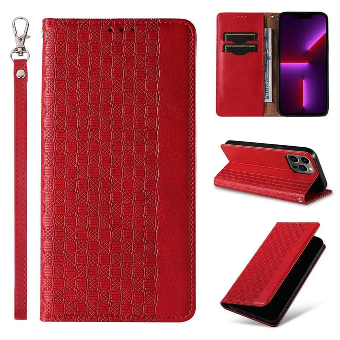 Magnet Strap Case Case for iPhone 13 Pro Max Pouch Wallet + Mini Lanyard Pendant Red - Cell phone cases