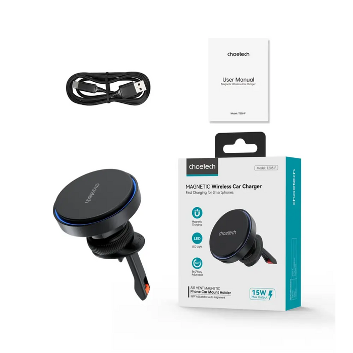 Magnetic car holder witch charger Choetech T205-F 15W (black) - Phone holders<<<Car accessories<<<InnproXML&&&Cell