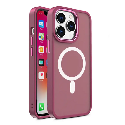 Magnetic Color Matte Case for iPhone 15 Pro Max - Burgundy - Cell phone cases and covers<<<HurtelXML