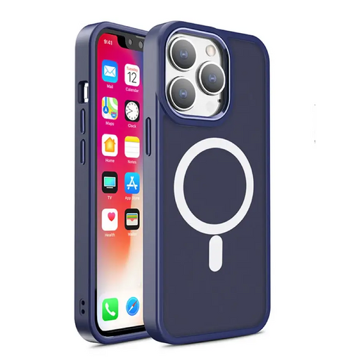 Magnetic Color Matte Case for iPhone 15 Pro Max - navy blue - Cell phone cases and covers<<<HurtelXML