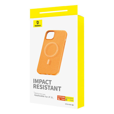 Magnetic Phone Case for iPhone 15 Baseus Fauxther Series (Orange) - Protective cases for smartphones<<<Cases<<<GSM