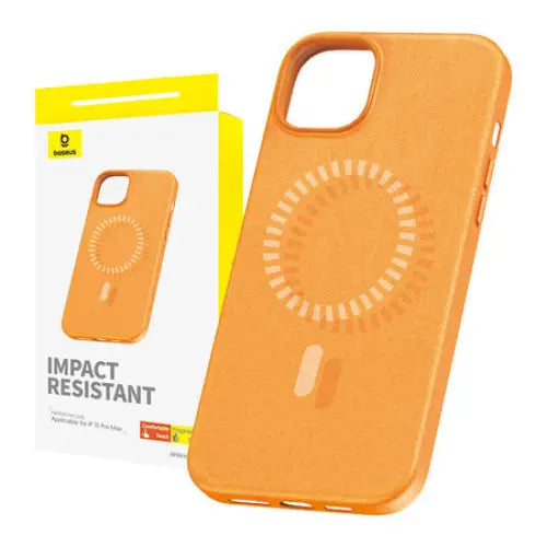 Magnetic Phone Case for iPhone 15 ProMax Baseus Fauxther Series (Orange) - Protective cases