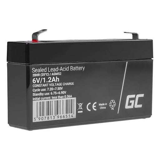 Maintenance-free AGM VRLA Battery Green Cell AGM52 6V 1.2Ah (for alarm system cash register toy)