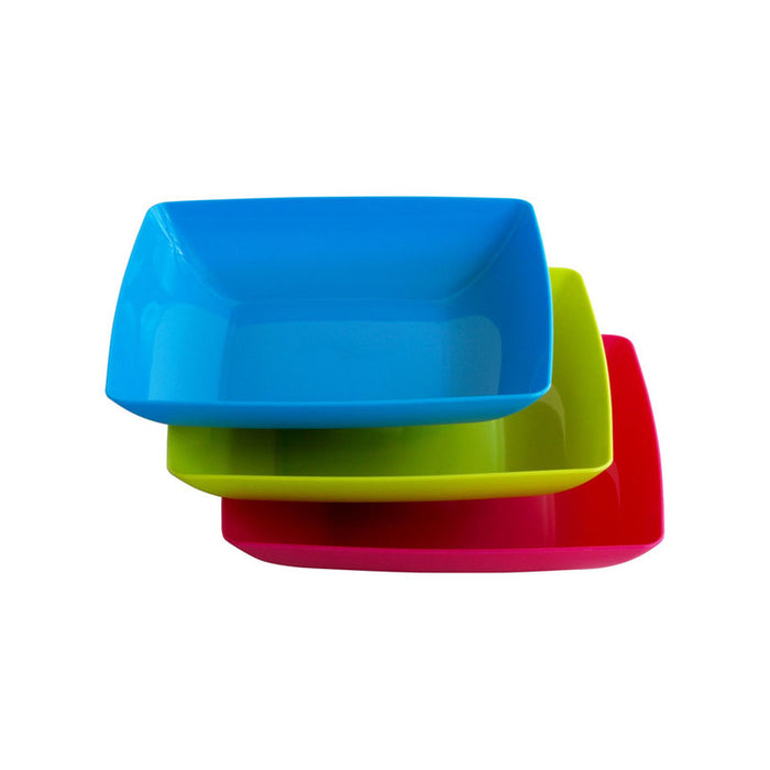 PLASTIC PLATE SQUARE 3 PIECES 18X18 CM MAK