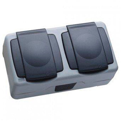 CONTACT DOUBLE WITH COVER MOISTURE PROTECTION IP55 GRAY MAKEL ALOE VERA