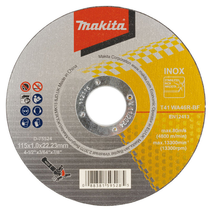 METAL AND STAINLESS STEEL CUTTING DISC MAKITA 115x1x22.23