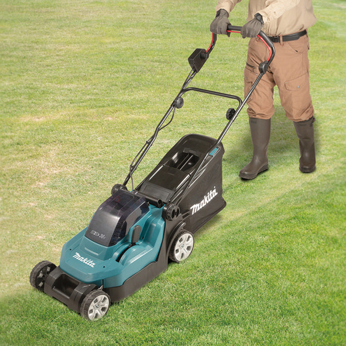 BATTERY MOWER MAKITA DLM382PT2 36 V, MOWING WIDTH 38.00 cm, NUMBER OF BATTERIES 2, 5.00 Ah