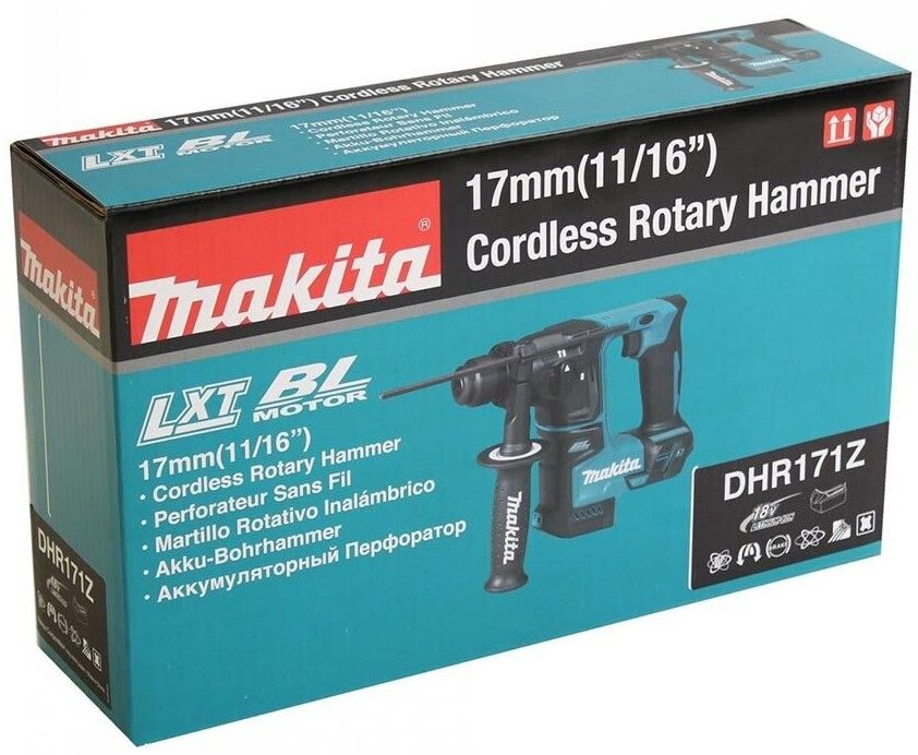 BATTERY BRUSHLESS PUNCH MAKITA DHR171Z 18 V, 1.20 J, SDS PLUS, WITHOUT BATTERY AND CHARGER