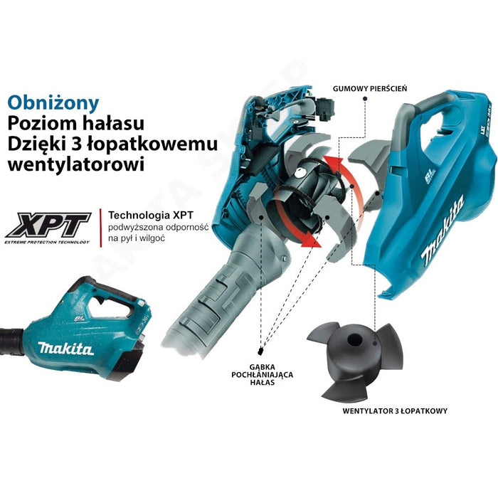 Makita DUB362Z cordless leaf blower 193 km/h Black, Turquoise 18 V Lithium-Ion (Li-Ion)