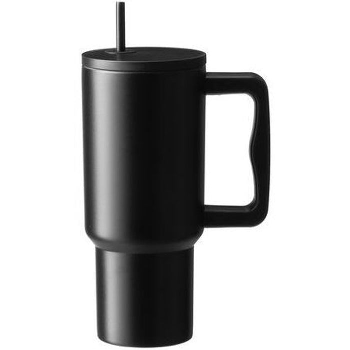 THERMO MUG WITH HANDLE AND STRAW 900ML BLACK MAKU