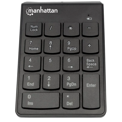 Manhattan Numeric Keypad Wireless (2.4GHz) USB-A Micro Receiver 18 Full Size Keys Black Membrane Key Switches Auto