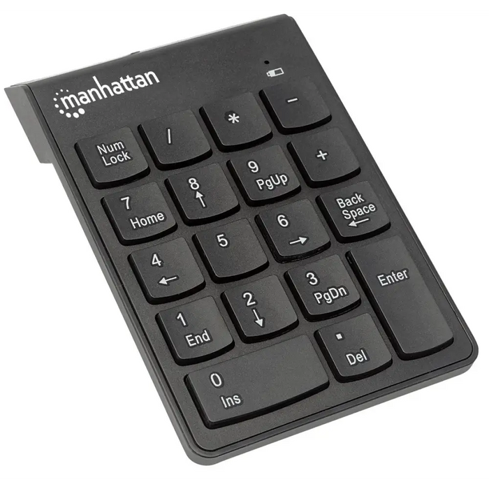 Manhattan Numeric Keypad Wireless (2.4GHz) USB-A Micro Receiver 18 Full Size Keys Black Membrane Key Switches Auto