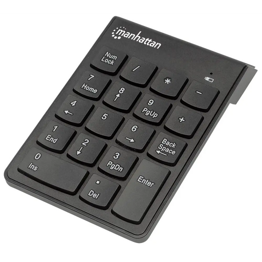 Manhattan Numeric Keypad Wireless (2.4GHz) USB-A Micro Receiver 18 Full Size Keys Black Membrane Key Switches Auto