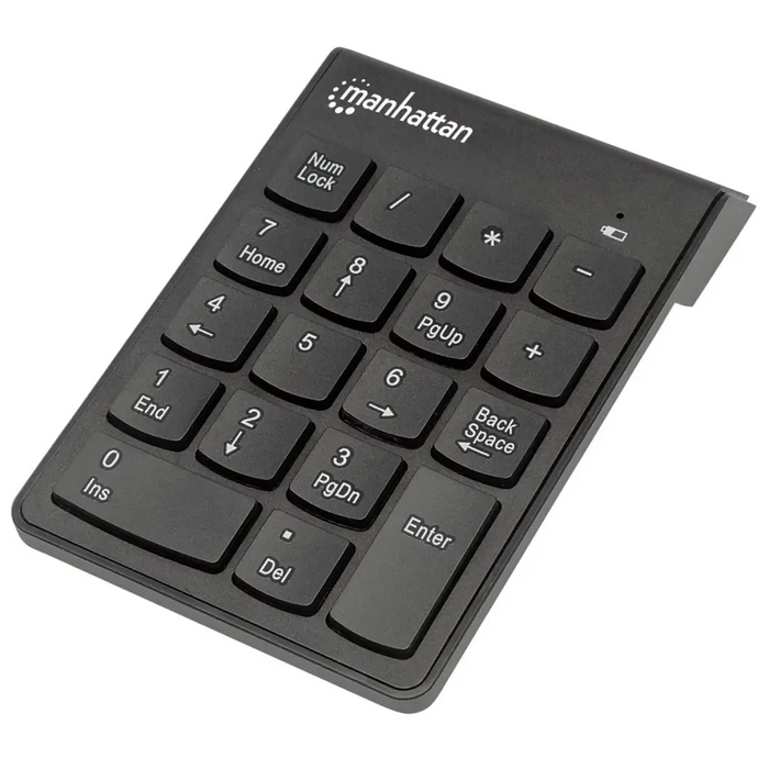 Manhattan Numeric Keypad Wireless (2.4GHz) USB-A Micro Receiver 18 Full Size Keys Black Membrane Key Switches Auto