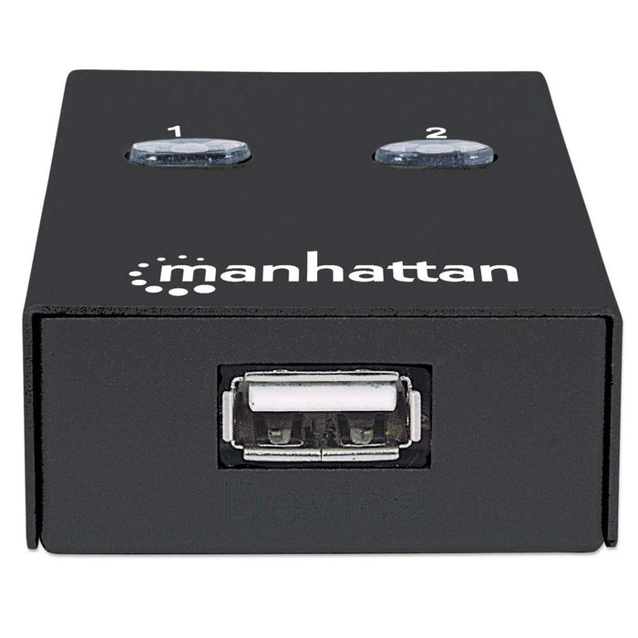 Manhattan USB-A Automatic Sharing Switch, 2x USB-B Ports, 480 Mbps (USB 2.0), Dual Control (Auto-Sensing or Manual), USB powered (no external power supply required), inc 1x 1.5m USB-A to USB-B cable