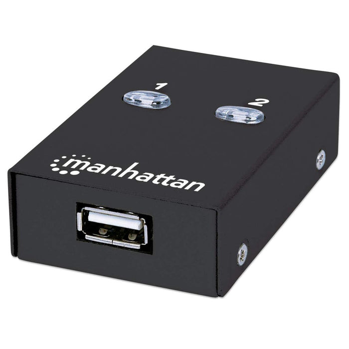 Manhattan USB-A Automatic Sharing Switch, 2x USB-B Ports, 480 Mbps (USB 2.0), Dual Control (Auto-Sensing or Manual), USB powered (no external power supply required), inc 1x 1.5m USB-A to USB-B cable