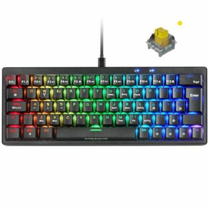 Gaming Keyboard Mars Gaming MKMINIPROYES Qwerty US Black