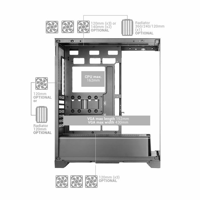ATX Semi-tower Box Mars Gaming MCPRISMA Black