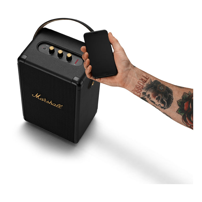 Bluetooth speaker MARSHALL TUFTON BLACK & BRASS 40 W, BLUETOOTH, BATTERY UP TO 20 HOURS, BLACK