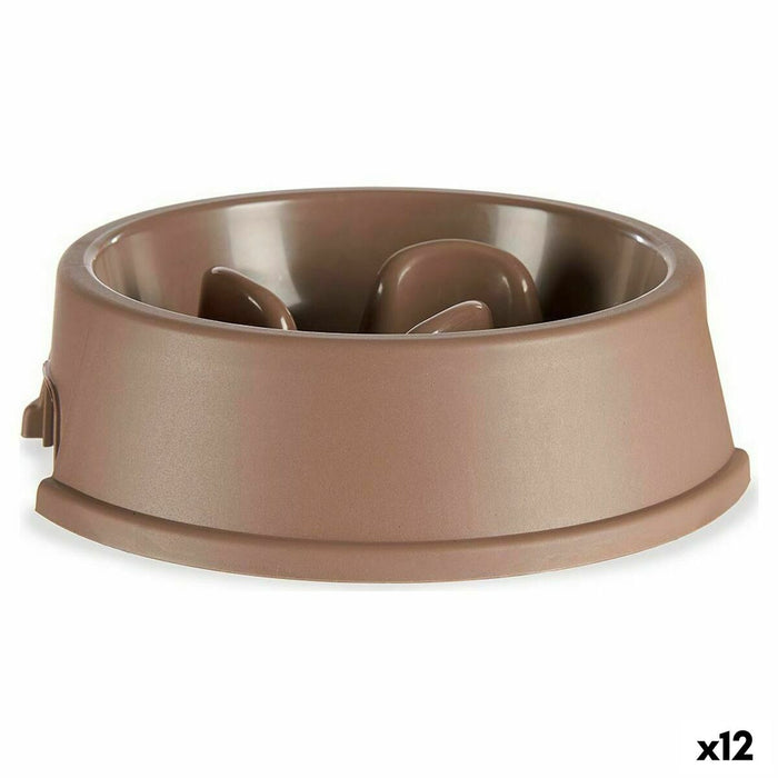 Slow Eating Food Bowl for Pets Mascow Beige Plastic 1,5 L 27 x 7,5 x 27 cm (12 Units)
