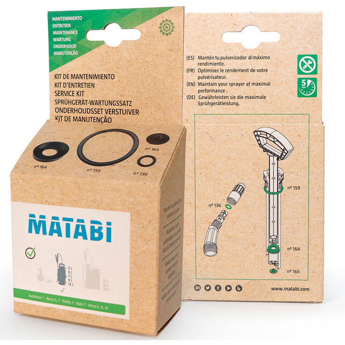 SET OF SEALS FOR CYLINDRICAL SPRAYERS MATABI 8.38.05.870
