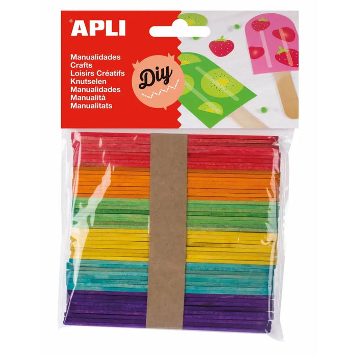 Materials for Handicrafts Apli Multicolour Wood 114 x 10 mm Iced lolly stick (5 Units) (50 Units) - Декорация и
