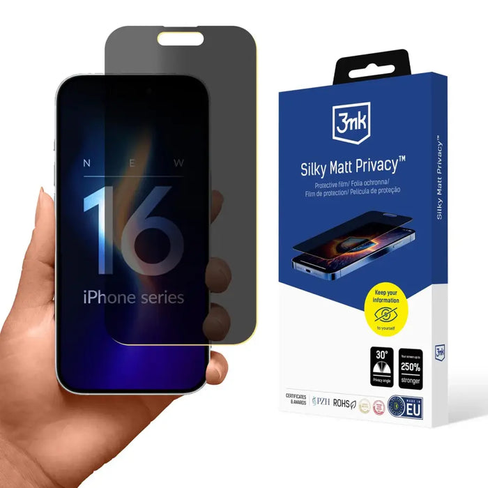 Matte privacy film 3mk Silky Matt Privacy for iPhone 16 Plus - Cell phone protection film<<<HurtelXML