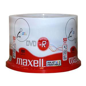 DVD-R MAXELL, 4.7 GB, 16x, Printable, 50 pk cake box