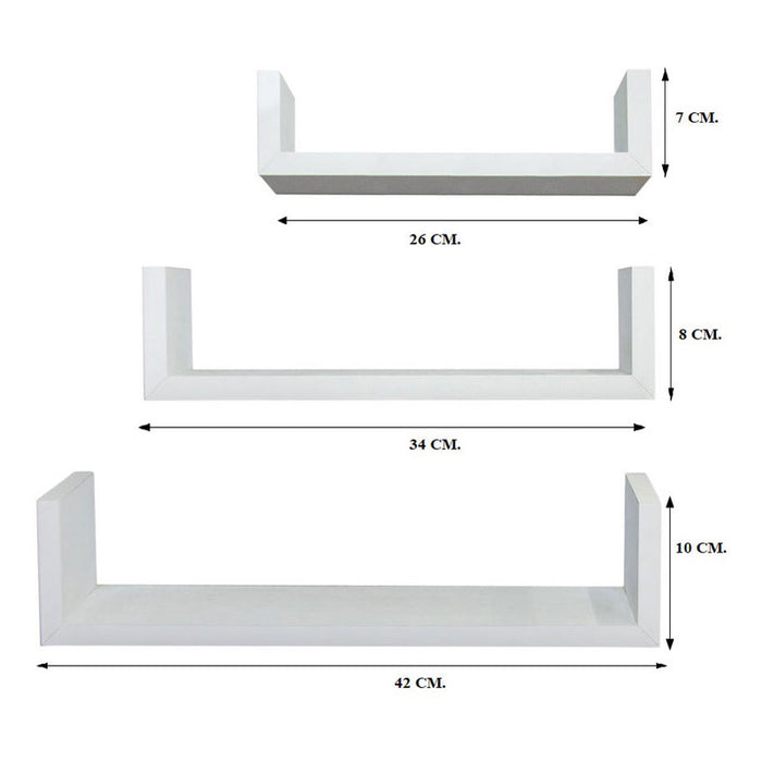 MAXHOME WALL SHELF SET 3 PCS. WHITE
