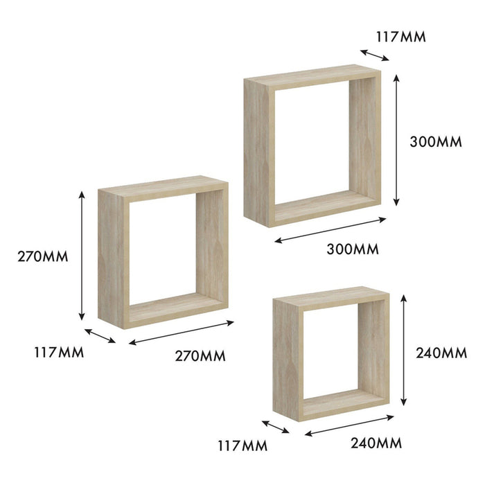 SET OF WALL SHELVES MAXHOME QB-3S OAK