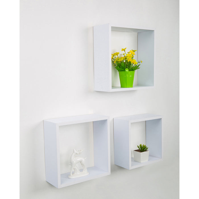 SET OF WALL SHELVES MAXHOME QB-3WH WHITE