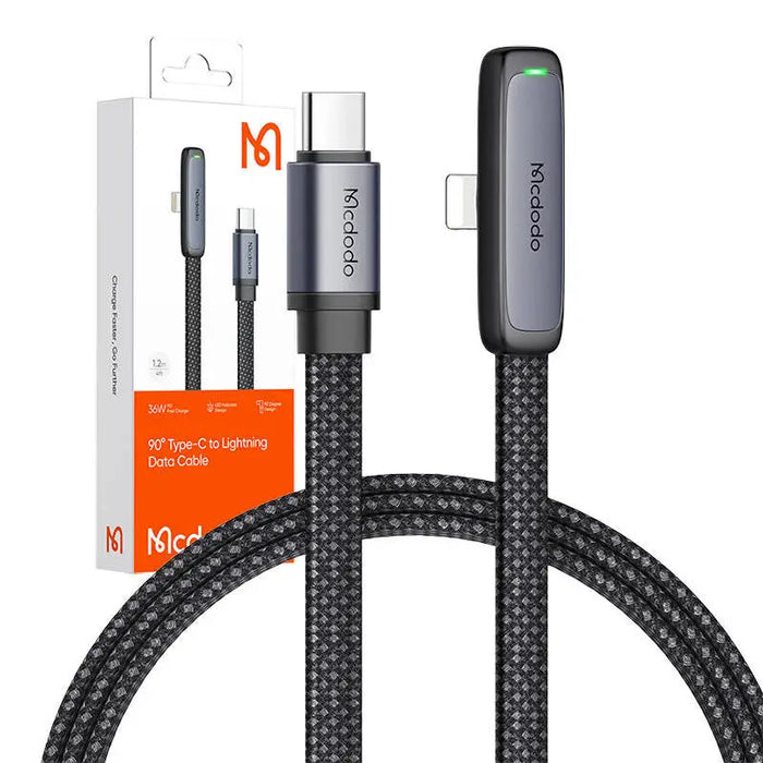 Mcdodo CA-3350 USB to USB-C angle cable 1.2m (black) - USB to Lightning<<<USB cables<<<GSM Accessories<<<InnproXML