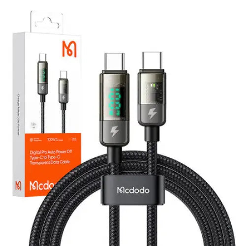 Mcdodo CA-3610 USB-C to USB-C cable auto power off PD 100W 1.2m (black) - USB-C to USB-C<<<USB cables<<<GSM