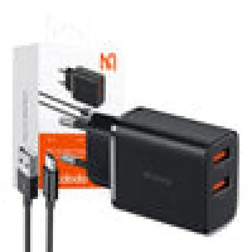 Mcdodo CH-5072 USB-A*2 12W power charger + USB-A to USB-C cable (black) - mains chargers<<<Chargers<<<GSM