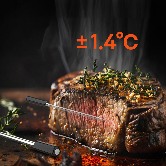 Meatmeet Pro smart kitchen thermometer with Bluetooth/WiFi app, grill, oven, smoker - black