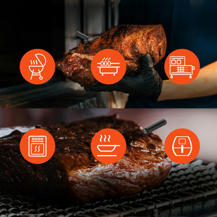 Meatmeet Pro smart kitchen thermometer with Bluetooth/WiFi app, grill, oven, smoker - black