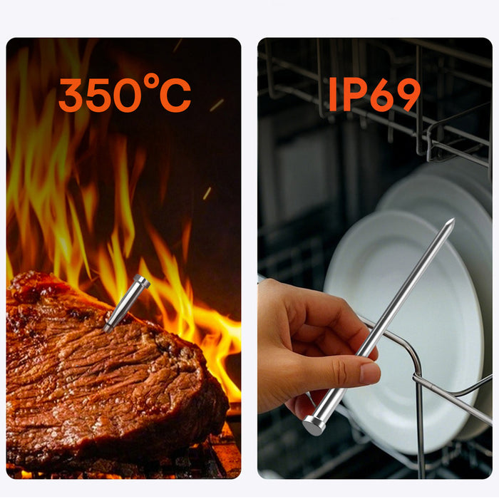 Meatmeet S Pro Kitchen Thermometer with Bluetooth App for Grill, Oven, Smoker - Gray