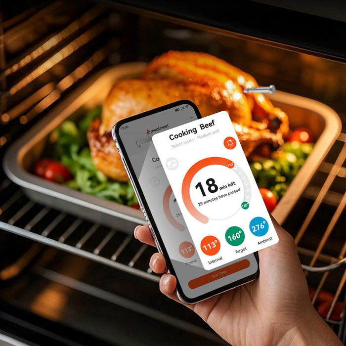 Meatmeet S Pro Kitchen Thermometer with Bluetooth App for Grill, Oven, Smoker - Gray