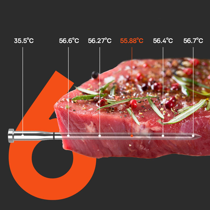 Meatmeet S Pro Kitchen Thermometer with Bluetooth App for Grill, Oven, Smoker - Gray