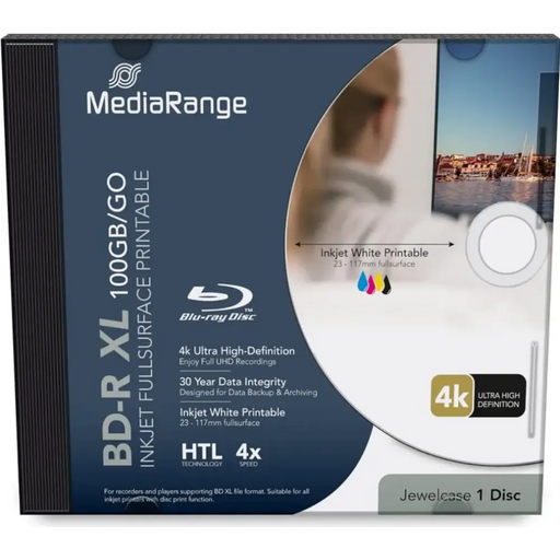Mediarange BD-R XL Extra Large 100GB 4x recording speed full surface inkjet printing - CD/DVD<<<Оптични