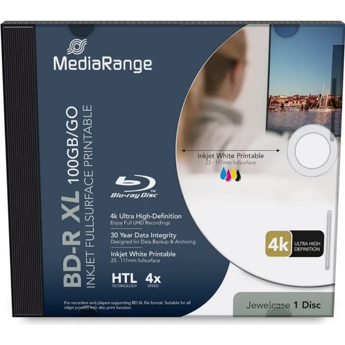 Mediarange BD-R XL Extra Large 100GB 4x recording speed full surface inkjet printing - CD/DVD<<<Оптични