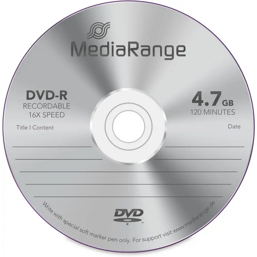 MediaRange DVD-R 4.7 GB I 120 minutes 16x speed 50 pcs. in cellophane - CD/DVD<<<Оптични носители<<<MediaTrade