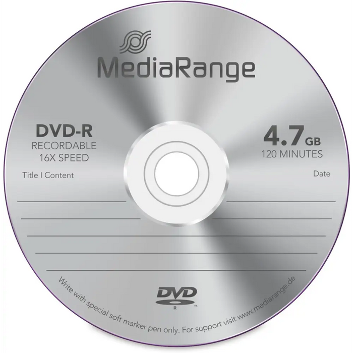 MediaRange DVD-R 4.7 GB I 120 minutes 16x speed 50 pcs. in cellophane - CD/DVD<<<Оптични носители<<<MediaTrade