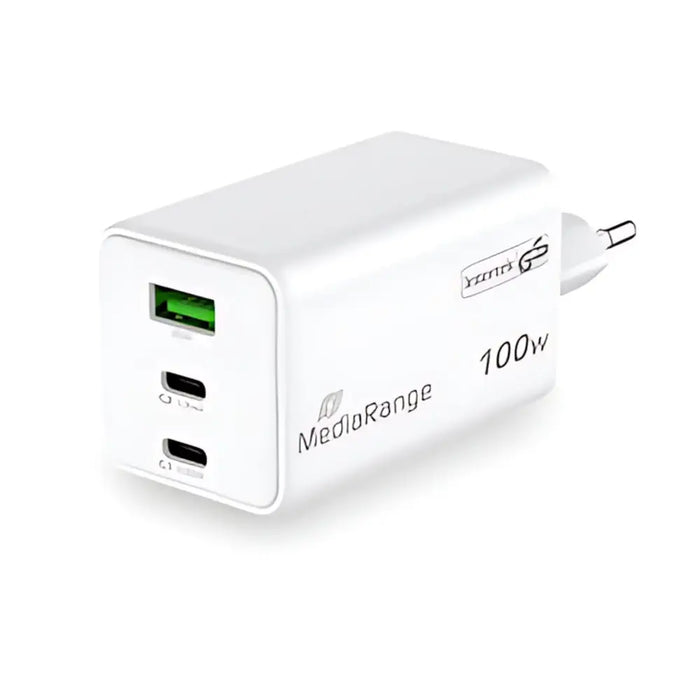 MediaRange Quick Charge Adapter 100 W GaN (EU-Plug) White - Адаптери за зареждане<<<Кабели и